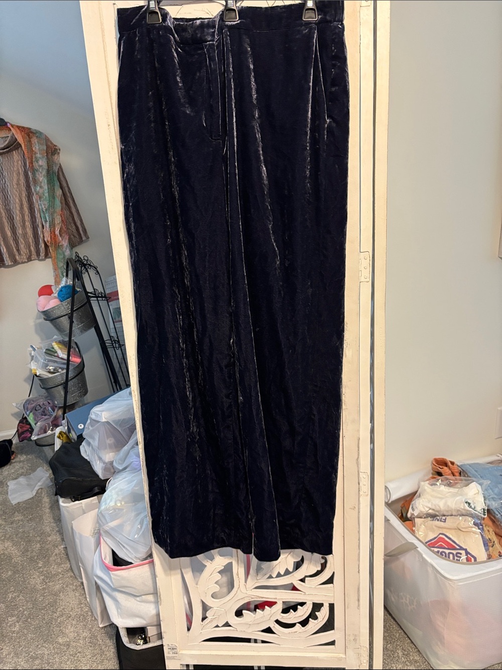 Velvet Maxi wide leg pants  in Deep Navy